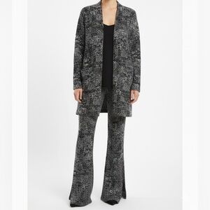 Clara Sunwoo 2Pc Set Tweed Knit Kick Front Slit Pull On Pants & Open Cardigan S